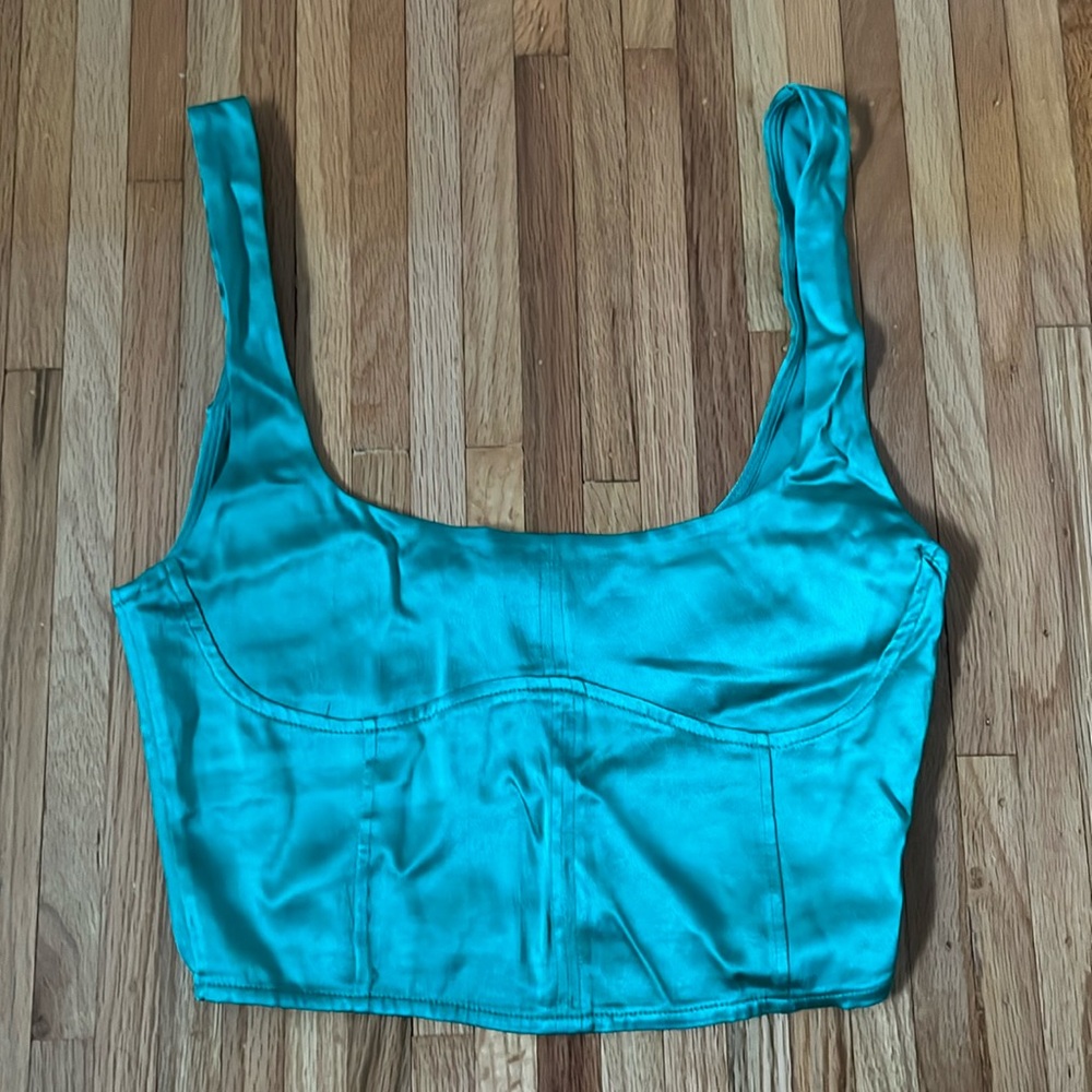 Satin green ZARA tank top